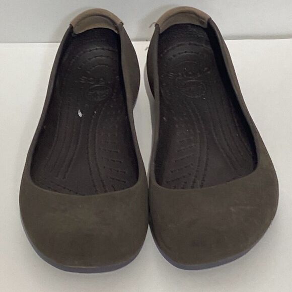 Crocs Women's Brown Marnie Suede Tip Ballet Flat Shoes Size 9 - Picture 2 of 10
